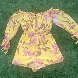 Papaya Yellow and Pink Floral junior Romper